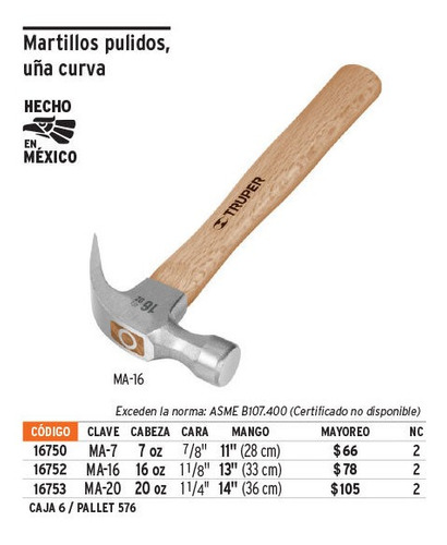 TRUPER MARTILLO 16 Onz