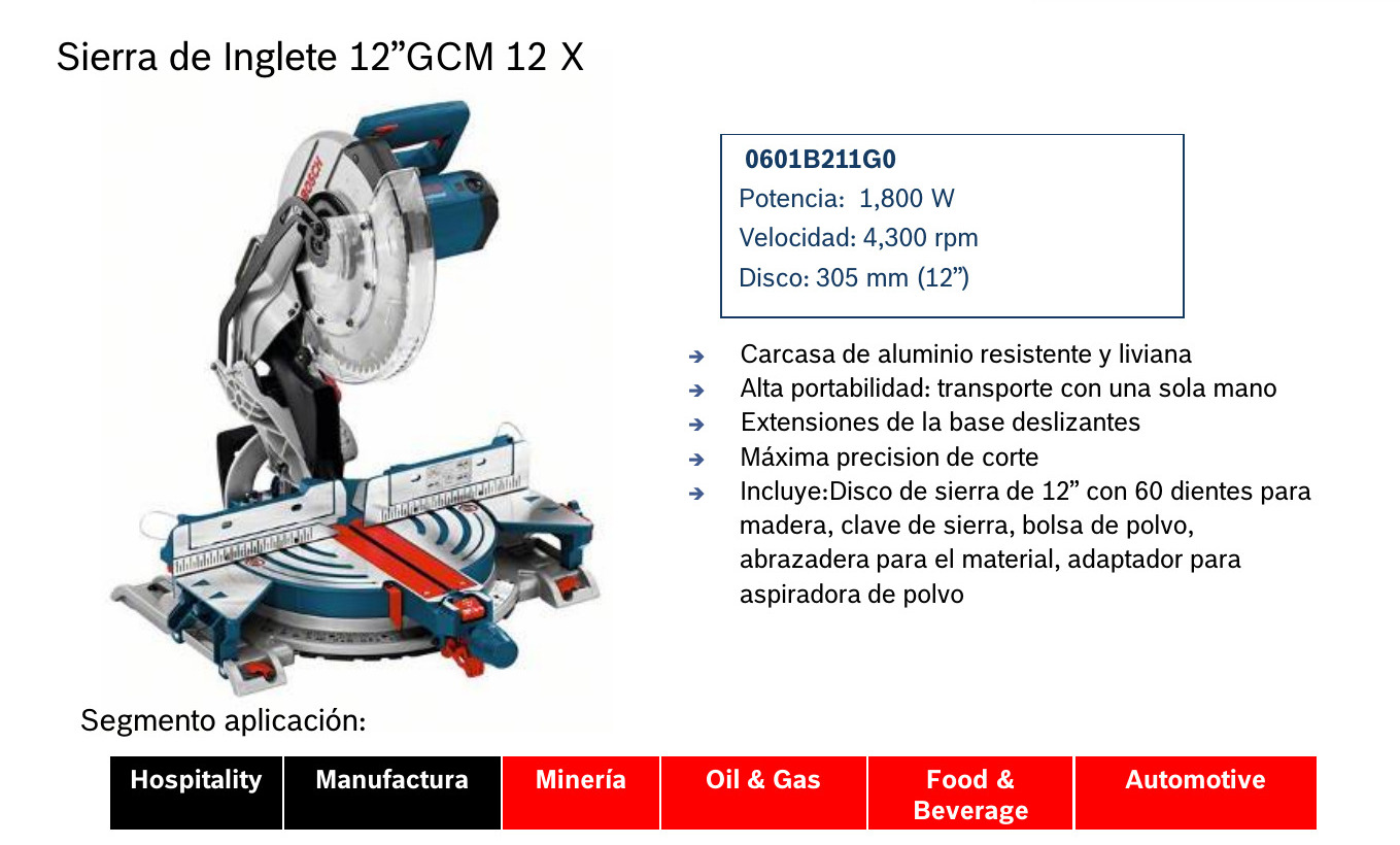 Ingletadora Bosch GCM12X 1800W